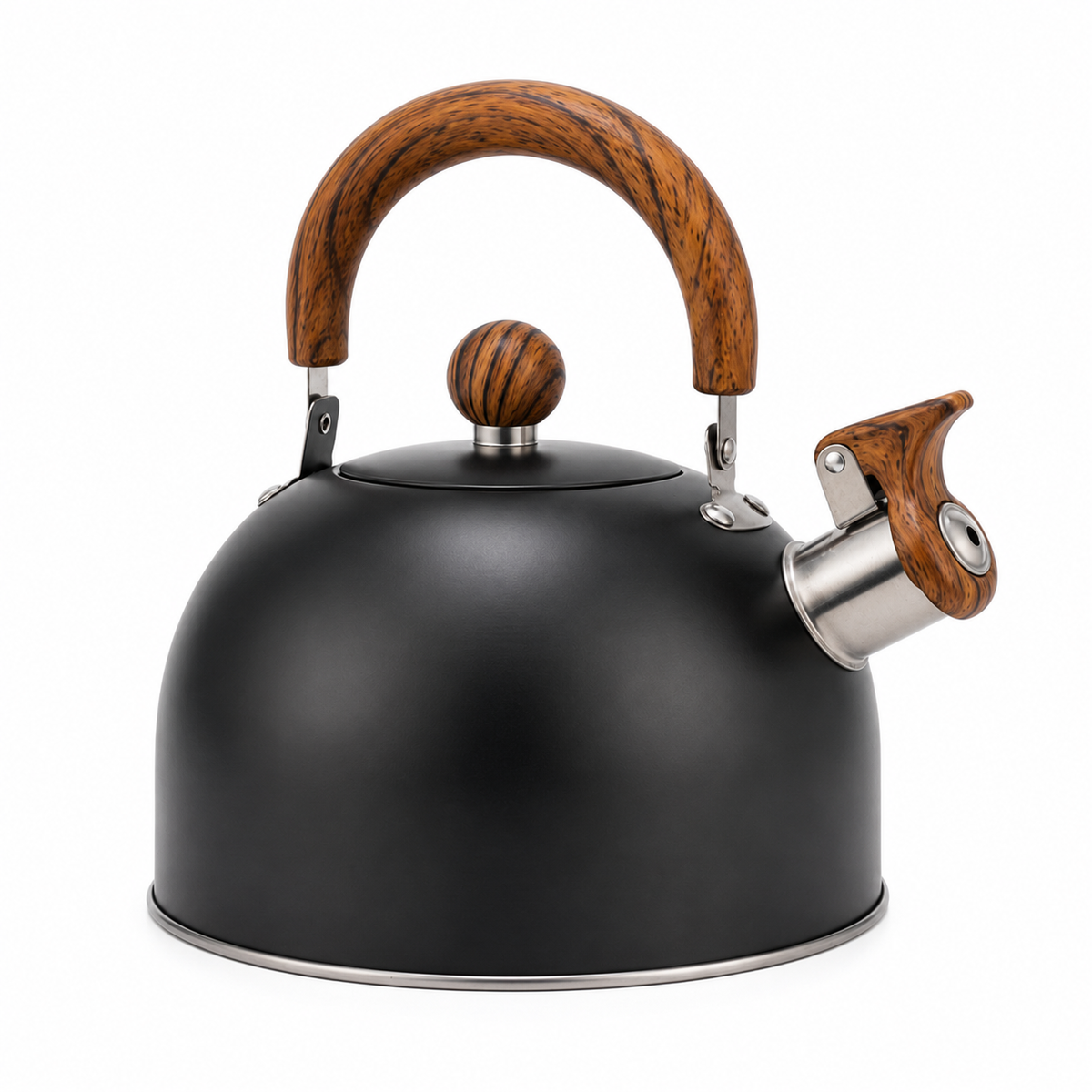 Stainless Steel Whistling Kettle, 101 fl oz, Black