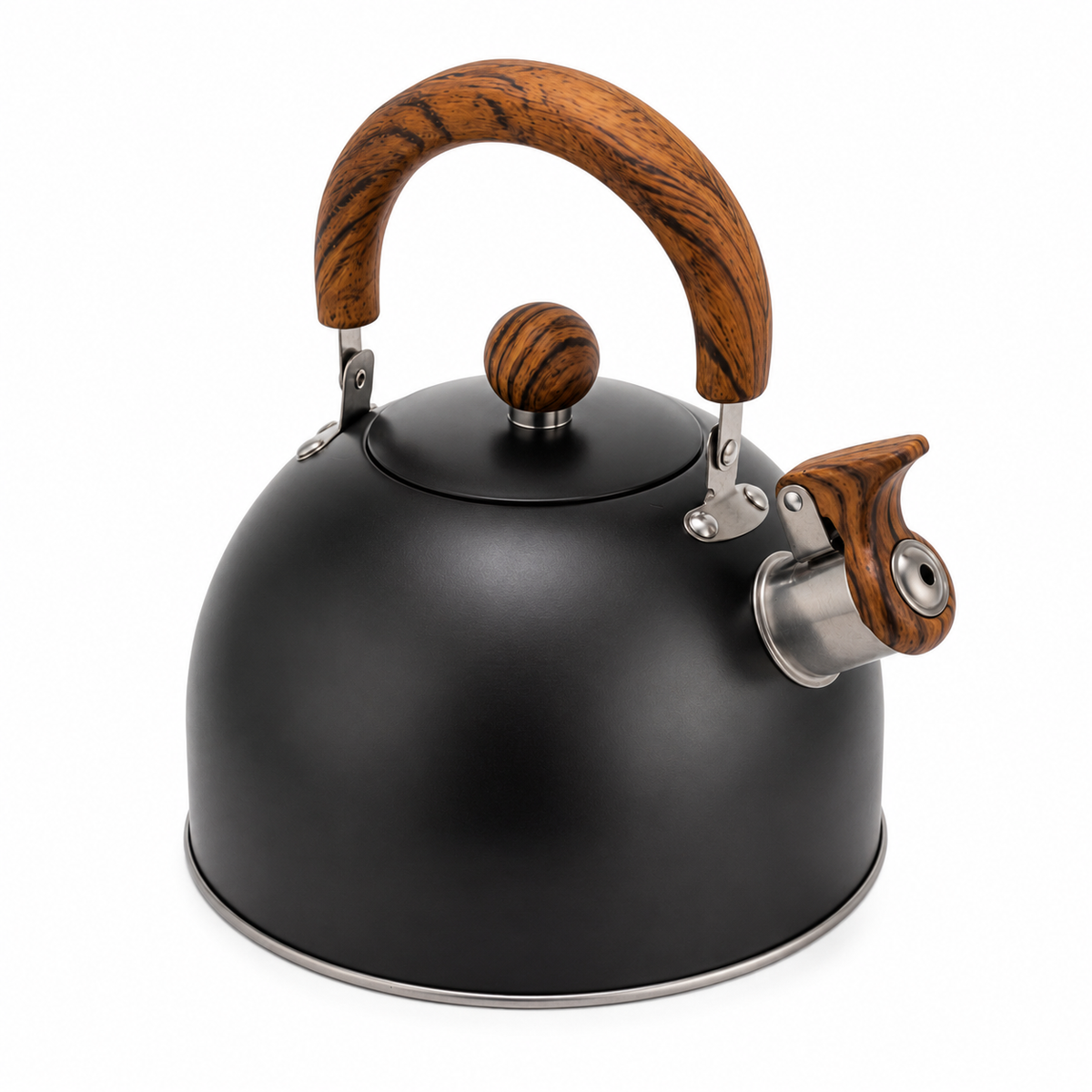 Stainless Steel Whistling Kettle, 101 fl oz, Black
