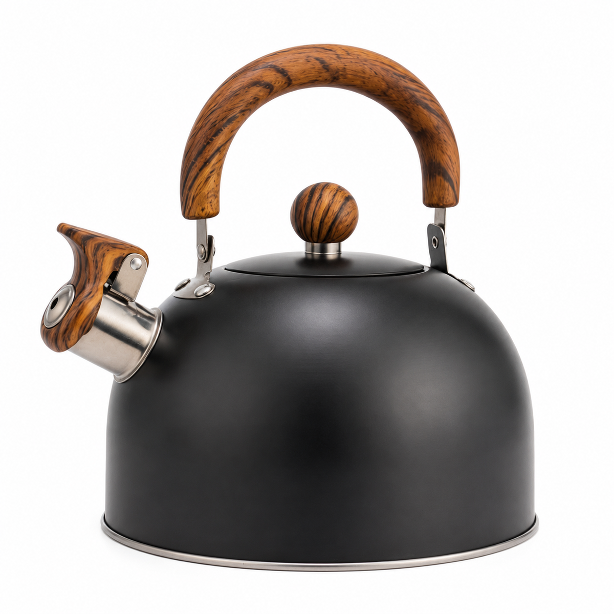 Stainless Steel Whistling Kettle, 101 fl oz, Black