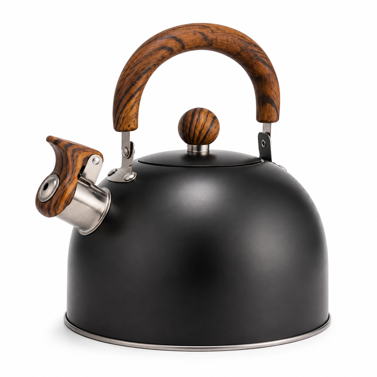 Stainless Steel Whistling Kettle, 101 fl oz, Black