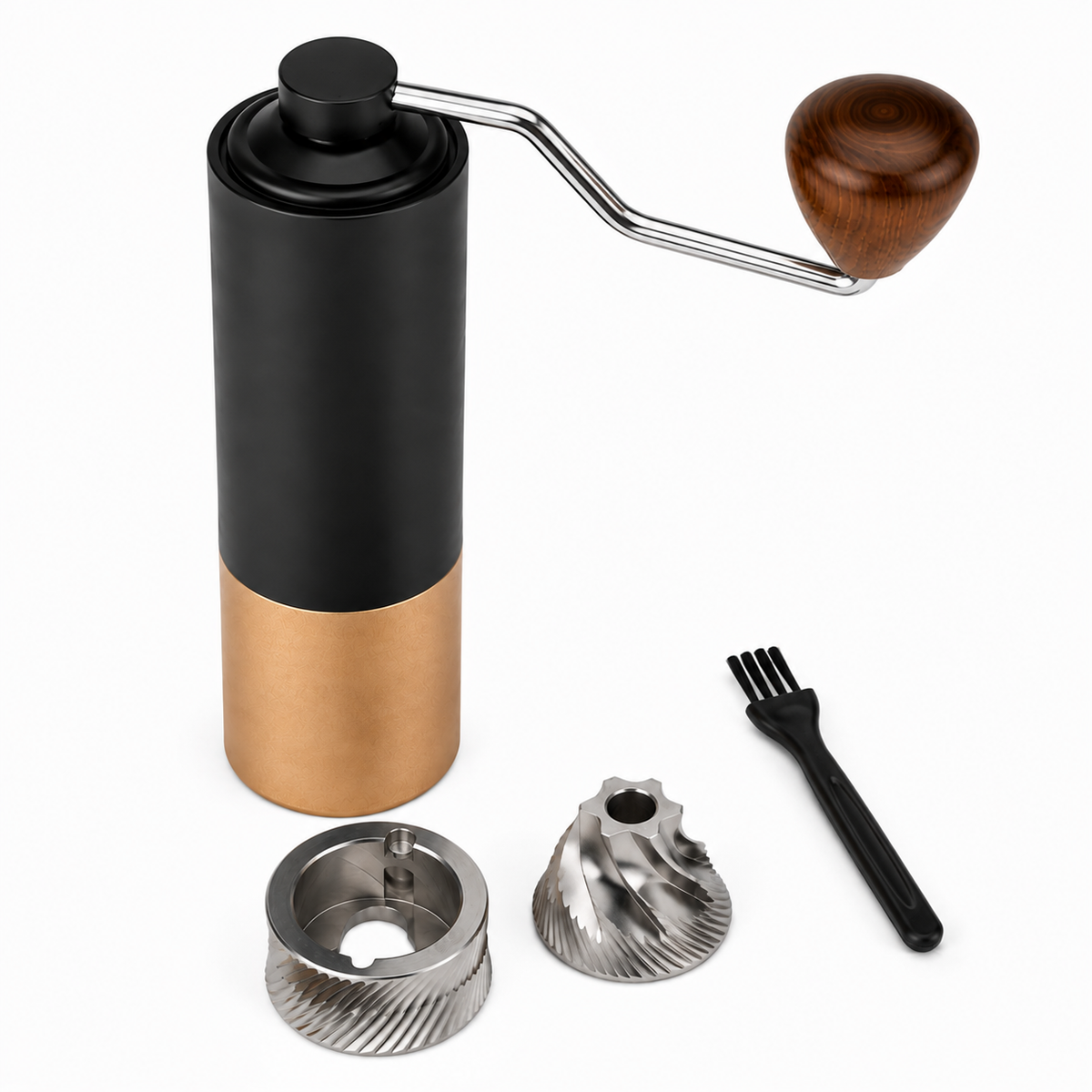 Manual Burr Coffee Grinder, Black and Rose Gold