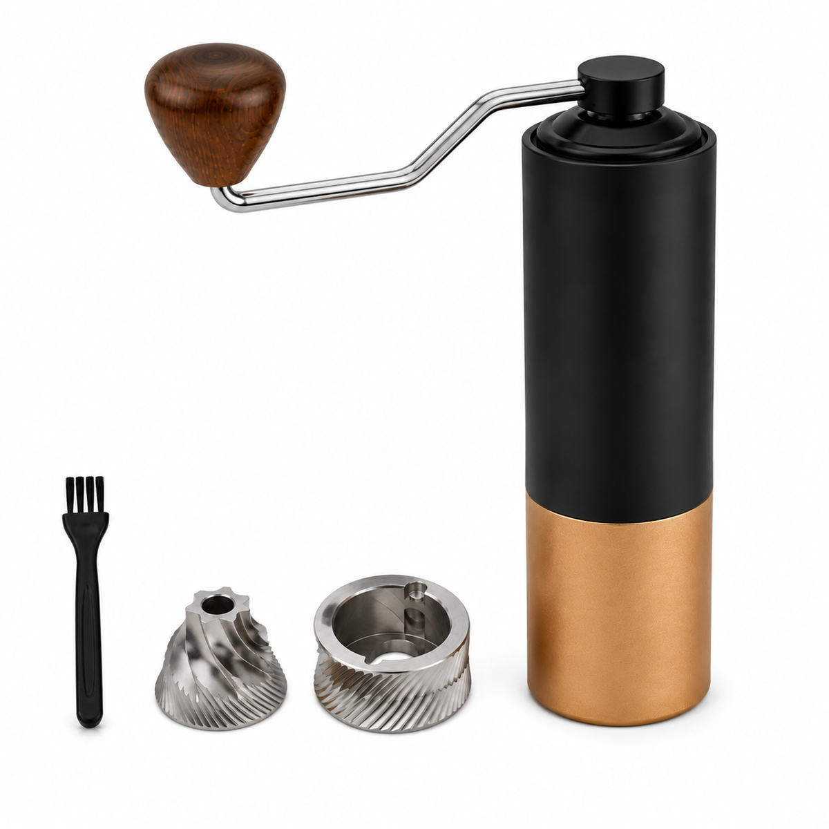 Manual Burr Coffee Grinder, Black and Rose Gold