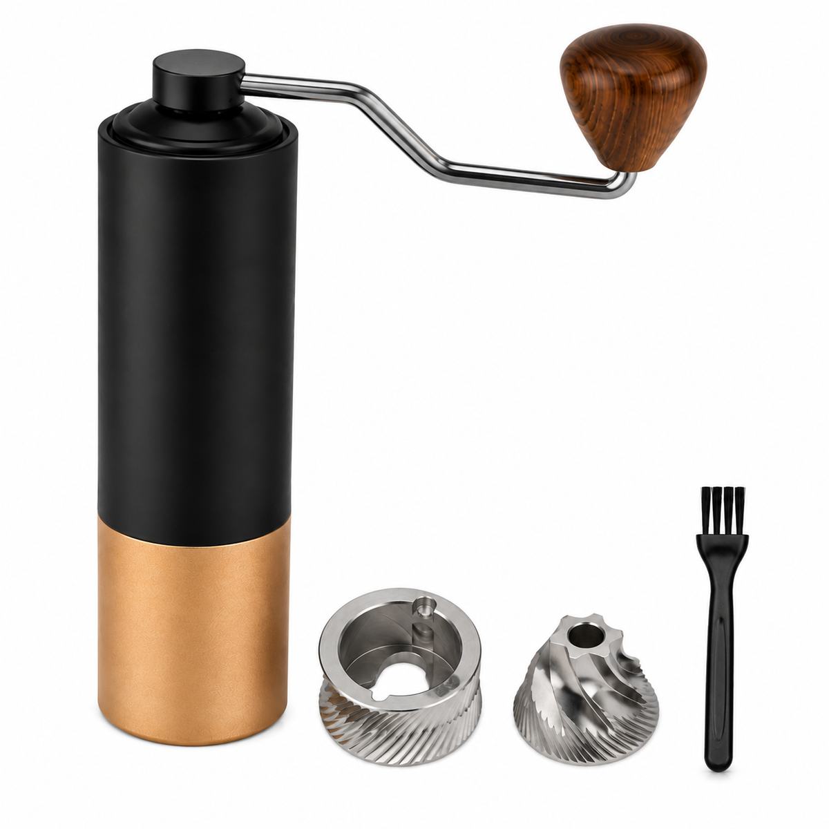 Manual Burr Coffee Grinder, Black and Rose Gold