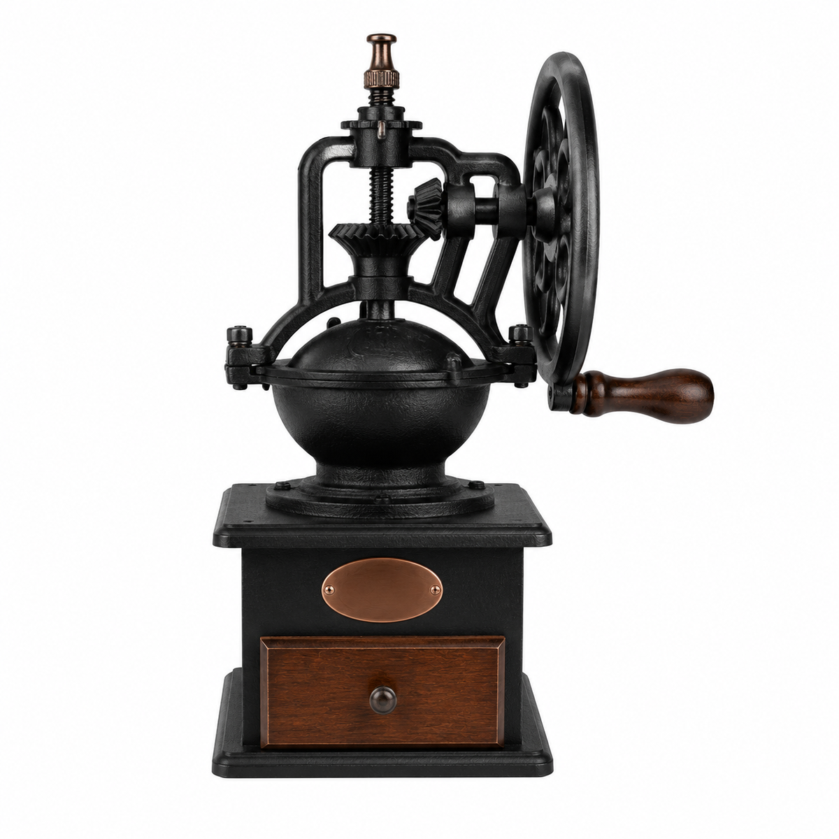 Cast Iron Manual Coffee Grinder with Wood Drawer